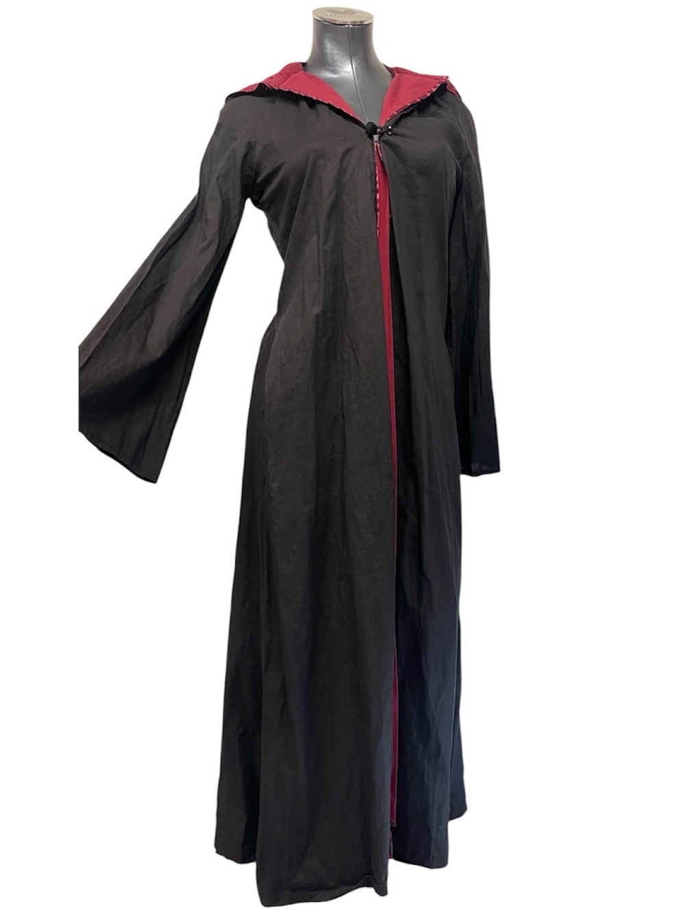 Vintage 1970s Gothic Hooded Cape Cloak Black Medieval Renaissance Fair Vampire - Picture 2 of 16